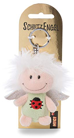 NICI Schlüsselanhänger Schutzengel mit Marienkäfer und Glitzerflügeln 7 cm – Glücksbringer Engel I Engel Schlüsselanhänger für Schlüsselband, Schlüsselbund & Schlüsselkette – 46122