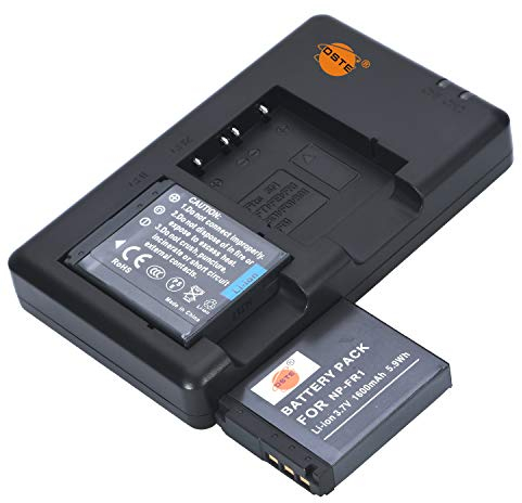 NP-FR1 Lot de 2 Batteries de Rechange Rechargeables et Chargeur Double Compatible avec Sony Cyber-Shot DSC-F88 DSC-P100 DSC-P120 DSC-P150 DSC-P200 DSC-P200/B DSC-P200/R DSC-P200/S, etc.