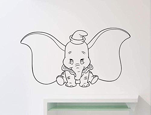 Dumbo Elephant Wandtattoo Cartoons Tier Vinyl Wandaufkleber Kinderzimmer Home Interior Art Decor Abnehmbares Wandbild-78X42Cm
