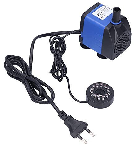 Pompe Eau 3 en 1, Pompe de Fontaine Submersible Ultra Silencieuse en Plastique Bleu avec Lumire LED 7 Couleurs pour Aquarium, tang, Aquarium, Statuaire, Hydroponie Prise EU 220V (1000L/H, 15W)