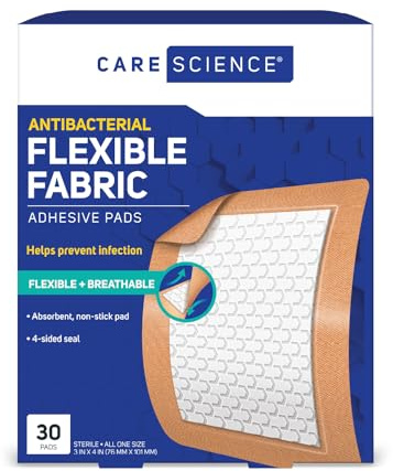 Care Science Fabric Adhesive Pad Bandages, Extra Large, 3in x 4in, 30 Count