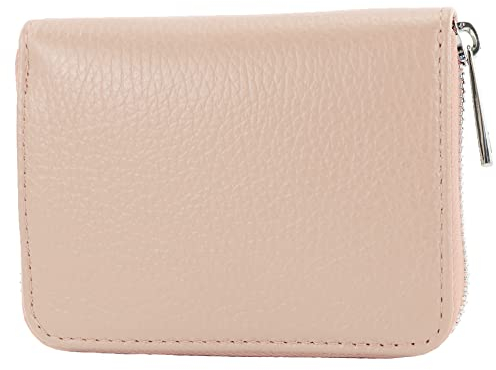 modamoda de - P04 - ital. Damen Portemonnaie Echtleder kurz, Farbe:Rosabeige