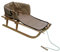 Holzschlitten für Kinder mit Rückenlehne Rodelschlitten Davoser Schlitten aus Holz mit einem Sicherheitsgurt, Rückenlehne und Winterfußsack (Natur/Beige Matratze)