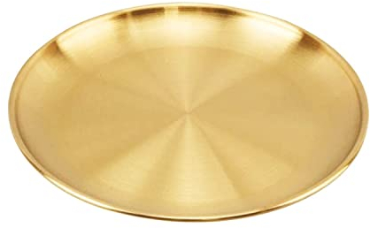 YDoLimmer Gold Speiseplatte Edelstahl rundes Tablett Serviertablett Edelstahlteller Servierteller Platzteller für Küche Party Camping Weihnachten Restaurant (17cm)