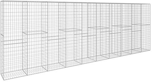 Kstyhome Panier de Gabion Mur de Soutènement Jardin Patio Terrasse Extérieur Mur en Gabion avec Couvercle Acier galvanisé 600 x 50 x 200 cm