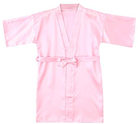 TDEOK Accappatoio in Raso per Bambini, Kimono Giapponese, Vestaglia Corta in Seta, Camicia da Notte