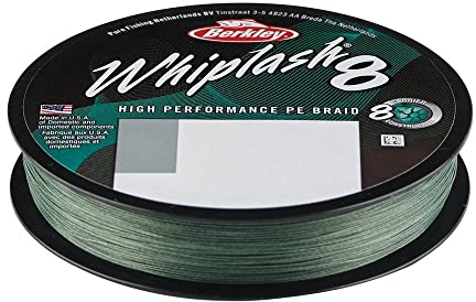 Berkley Whiplash8 Angelschnur, Superline, Raubfischangeln, Hecht, Barsch, Zander, Forelle, Unisex, Moosgrün, 0,06 mm, 10,7 kg, 10,4 kg, 165 m