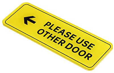 PATIKIL Please Use Other Door Left Arrow Sign, Acrylic 6x2 Self Adhesive Door Sticker Wall Mounting Sign for Office Business Hotel, Yellow