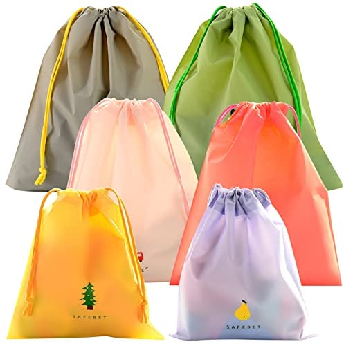 6 Stück Packbeutel Wasserdicht, Koffer Organizer Aufbewahrungsbeutel wäschebeutel reise Schuhsack Nylon Kordelzug Cord Tasche für Kleidung