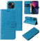 LBH Étui de protection pour téléphone portable Apple iPhone 13, motif papillons, fleurs et fleurs, fonction support magnétique, protection complète, à rabat à 360 °, bleu, LBHF1-IP13-BL1