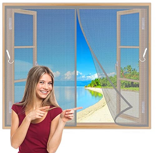 Magnétique Moustiquaire Fenêtre Rideau 120x115 cm Fermeture automatique Anti Moustiques Mouches Rideau Facile à installer, pour Fenêtres fenêtres couloirs séjour Gris Z