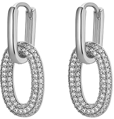 Heideman Ohrringe Ada Damen - aus hochwertigem Edelstahl - silber gold rosegold farbend poliert - Ohrstecker hängend für Frauen mit Stein Zirkonia weiss - Creolen mit Anhänger