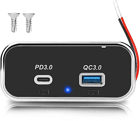 Linkstyle Duale USB Ladebuchse, 12V USB Wandsteckdose PD3.0 USB C & QC3.0 USB A Port Panel Mount Wasserdicht für RV Boot Marine