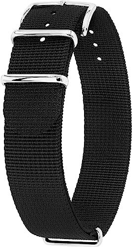 HIRSCH Uhren-Armband Rush Recycle - Uhr-Band im NATO-G10-Style aus recyceltem Polyester - robust & vegan - Schwarz - 22