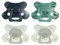 Difrax Tétine 12+ Mois - Sucette Naissance avec Tétine Silicone - Marine & Vert + Glow in the Dark Tétines - 4 Pièces