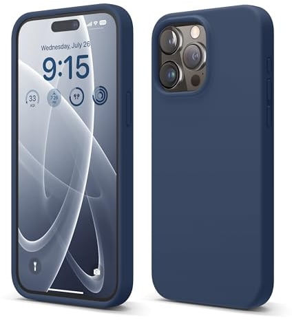 elago Flüssig Silikon Case Kompatibel mit iPhone 15 Pro Max Hülle, Premium Silikon Handyhülle, Ganzkörper Schutzhülle [4 Lagige Stoßfeste Struktur], Kratzfestes Weiches Mikrofaserfutter (Dunkelblau)