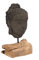 CREEDWOOD SKULPTUR Buddha | 45 cm, Beton | Buddha Figur auf Holz Sockel, Buddha-Kopf Statue, Deko Figur, Dekoobjekt Buddha, lächelnde Buddhafigur, Buddhastatue
