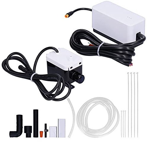 TICFOX Mini Split Kondensatpumpe, Automatische Ablaufpumpe, AC110-240V 3 W S1 leise Kondensat Entfernungspumpe für Klimaanlage, Luftentfeuchter, Kühlschrank(32,8 Fuß Hub,24 l/h Durchfluss)