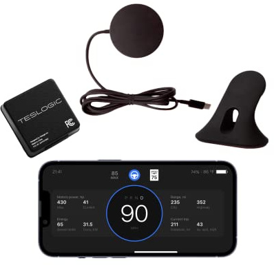 Teslogic v2: Mobile Instrument Cluster with Shortcuts for Tesla Model 3 ('21+) / Y (All) (with a Wireless Charger)