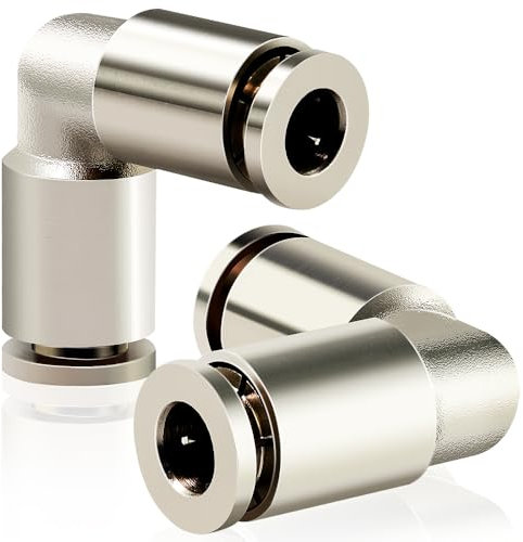 TAILONZ PNEUMATIC Kupfer Vernickelt 6mm OD Push to Connect Fittings Rohr Ellenbogen Verbinden Fit Rohrverschraubungen Lock PV-6 (Packung Mit 5)