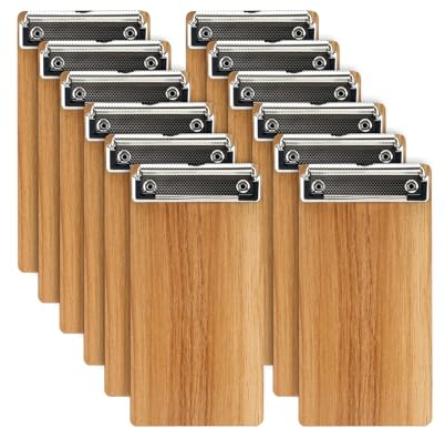 A6 Klemmbrett Holz,12 Stück Klemmbretter Schreibbrett mit Metalklemme, Schreibplatte Zwischenablage
