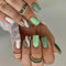 Agasar 24pcs Short Square False Nails White Green Swirl Pattern Stick on Press Acrylic Removable Glue-on Full Cover Fake Women Brides Nail Art Accessories