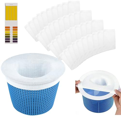 Scettar 40 Stück Pool Skimmer Socken, Skimmersocke Skimmerkorb Netz Pool Skimmer Socks Nylon Schwimmbad Skimmer Filter Sieb Netz für Filtern von Blättern,Schaum,Insekten und Haare