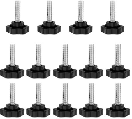 HDGSAFD 14 tornillos hexagonales, botones de perno de mano con rosca, tornillos de fijación de botón manual, botones de sujeción M6/M8, botones de agarre de estrella, tornillos hexagonales