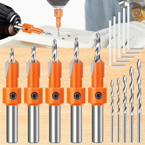 Begpoee 10 Pezzi Punte Da Trapano per Svasatura, Set Di Svasatori per Trapano, Set Di Punte Da Trapano Svasatori per Legno, Con Chiave Esagonale, Adatto per Legno, Plastica e PVC(2,8/3/3,2/3,5/4mm)