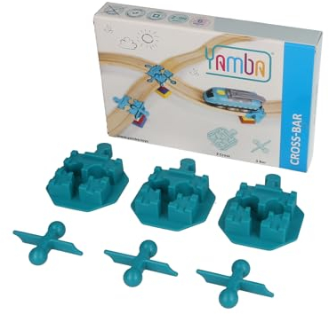 Yamba Adapter-Set Link - mit Adapter-Steinen für Brio®-Schienen und Duplo®-Bausteine. Passt auf alle gängigen Holzeisenbahnen und Klemmbausteine. Swiss Made (55082)