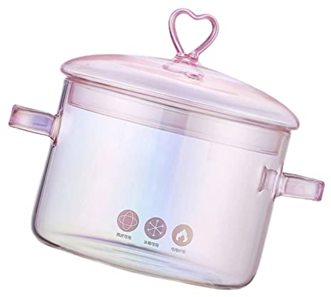 OQHAIR Utensilios de Cocina Corazón Cazuela Oz Lavavajillas Fideos Calientes Restaurante Guisado Hogar Bebé Estufa Cristal Seguro Resistente Oz/Pasta -Resistente Sartén Cacerola Tapa Mult