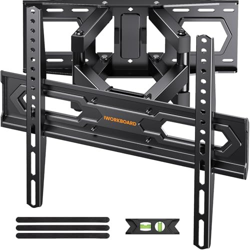 IWORKBOARD 50 55 65 inch Full Motion TV Wall Mount for 32-70 inch TV Bracket, Dual articulating Arms Mount, Tilt Swivel Extension Level, Max VESA 400x400mm, 16 Studs, 110 lbs,Fit Most 40 43 50+ TVs