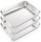 Oungy 3PCS Baking Trays for Oven Non Stick, 31x24x5.5cm Stainless Steel Oven Trays, Silver Deep Roasting Tins Baking Tray Set for Oven Kitchen Home - Dishwasher Safe