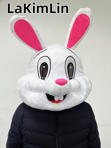 LaKimLin Mascotte Mascotte Lapin en Peluche Blanc et Rose Taille Unique