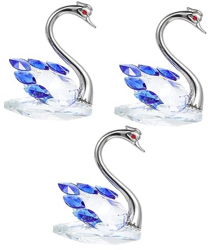 STOBAZA 3stücke Kristall Schwan Figurine Tisch Dekoration Farbenfrohes Swanhorn Ornament Elegantes Design Für Hochzeitsfeiern Und Wohnzimmer Deko Handgefertigte Wasserfigur