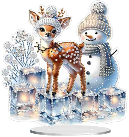 Generisch DIY Diamond Painting Weihnachten Tischdeko Diamant Painting Schneemann Deko Ornamente Diamant Malerei Stehend Kunst Set Weihnachtsdekoration Geschenk Hausgeschenk