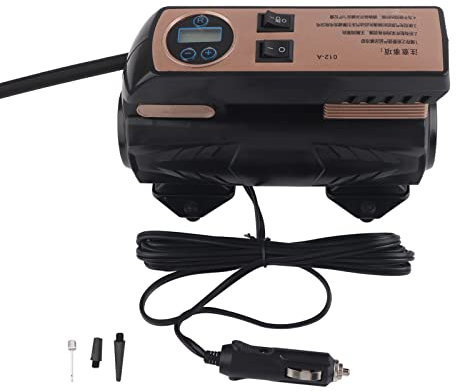 Compresor de Aire portátil para inflar neumáticos, Bomba automática con manómetro Digital, Bomba de Aire para inflar neumáticos de 12 V, con 3 boquillas, para Motocicleta,