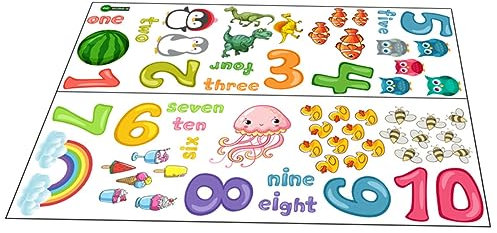 ULDIGI Zahlen-wandaufkleber Für Kinderzimmer Bunte Lernaufkleber Cartoon- Selbstklebend Für Babyzimmer Kindergarten Fenster Und Glatte Oberflächen