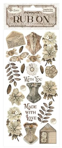 Stamperia - Rub-on for Scrapbooks, Albums, Cards, Bullet Journals and More, Easily Transfer Images onto Paper and Other Surfaces, Perfect for Crafts and Gifting (Old Lace - Corsets)