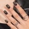 DANNI & TONI Semi Cured Nail Strips,Green Cat Eyes Soft Self-Adhesive Gel Nail Stickers,Balck Salon-Quality Gel Nail Polish Strips Manicure Stickers Set(Dark Allure) 28Pcs