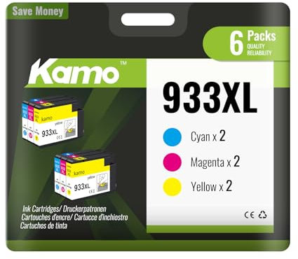 kamo 933XL (6er-Pack) Multipack Druckerpatronen Kompatibel mit HP 933 XL - für OfficeJet 6100 6600 6700 7110 7510 7610 7612