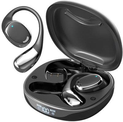 vashoy Bluetooth-Kopfhörer, Bluetooth 5.4-Sportkopfhörer, immersiver Bass, IPX5 wasserdicht, Digitale Anzeige-LED, offener Typ, Sport/Fitness/Laufen, KI-Sprachsteuerung, KI-Übersetzung (Schwarz)