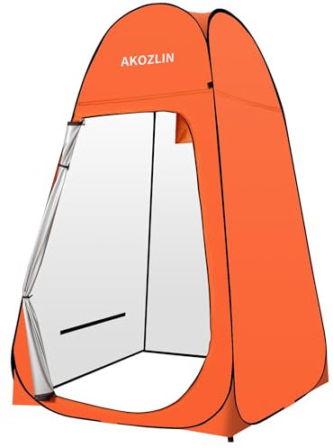 AKOZLIN Tragbares Pop-Up-Duschzelt, sofortige Privatsphäre, Umkleideunterstand, Outdoor-Duschkabine, Camp-WC-Zelt, 120 cm L x 120 cm B x 180 cm H, Orange