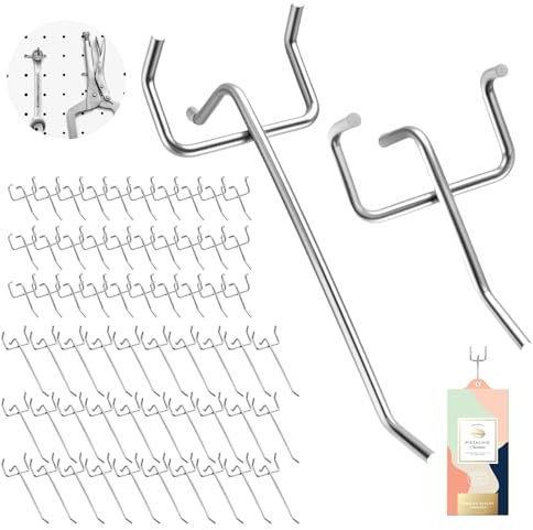 ZHENGYYUU 62 ganci da parete forati, 5 cm e 10 cm, ganci da parete forati, accessori per parete degli attrezzi, gancio semplice per scaffali da supermercati, accessori da officina, portautensili