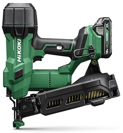 HiKOKI Akku Dachpappnagler - 18V, 25-45mm Nägel, Luftfeder-Antrieb, Brushless Motor - Leistungsstark, Wartungsfrei und Vielseitig - Inkl. 2x 2.0Ah Akkus + Ladegerät + Koffer