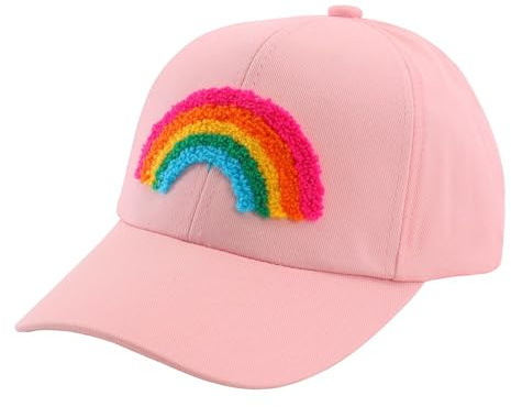 YAQUEKOU Cap Kinder Mädchen Kappe Hüte Verstellbarer Snapback Regenbogen Baseballkappe Leopard Baseball Cap Sonnenhut Kinder Basecap Schirmmütze Mädchen