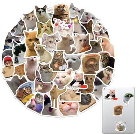 Katzenaufkleber Pack - Wasserflasche Katzenabziehbilder für Katzenliebhaber | Lustiger süßer Katzenaufkleber -Set für Laptops, Skateboards, Autos, Koffer, Zeitschriften, Kunsthandwerk, ästhetisch