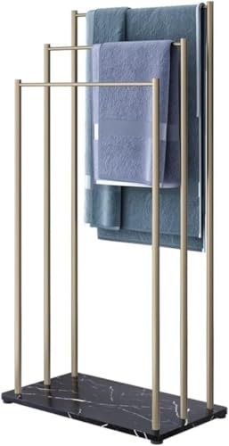 Portasciugamani autoportante a 3 livelli in ferro con base in marmo portasciugamani in metallo per bagno porta asciugamani da pavimento con finitura nera portasciugamani per asciugamani da bagno 55 x