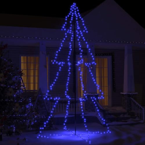 Árbol cónico de Navidad con 360 luces LED para interior y exterior, 143 x 250 cm