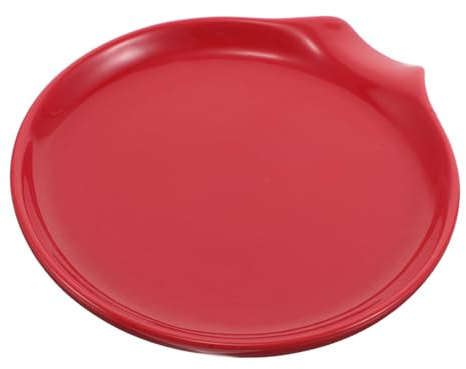 MUELODSIC Ceramic Spoon Rest Red Polish Pottery Coffee Station Accessory Multipurpose Teaspoon Holder for Kitchen Countertop Space-Saving Porcelain Scoop Tray